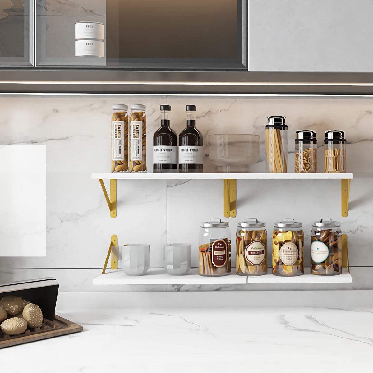 SUPERLELE Set of 4 Floating Wall Shelves in MDF Wall Mounted Shelves